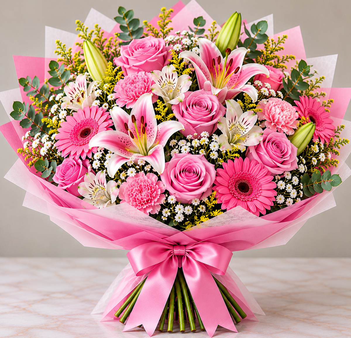 Ivory Blush hand-tied bouquet by Flowers Planet