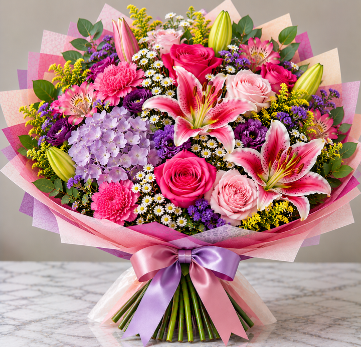Signature Garden hand-tied bouquet by Flowers Planet