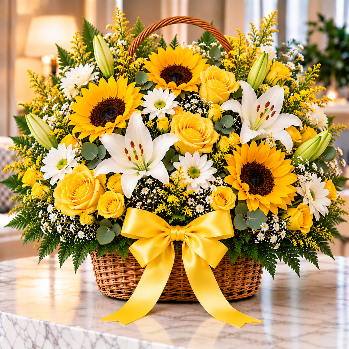 Sunshine Basket floral arrangement by Flowers Planet