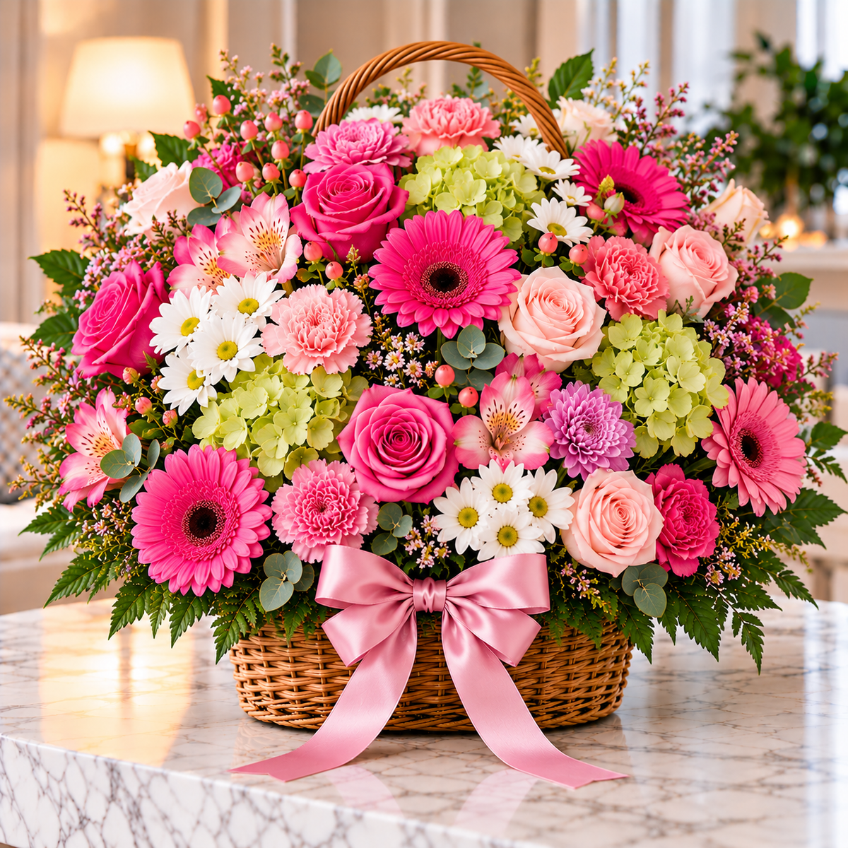 Pink Garden floral basket by Flowers Planet