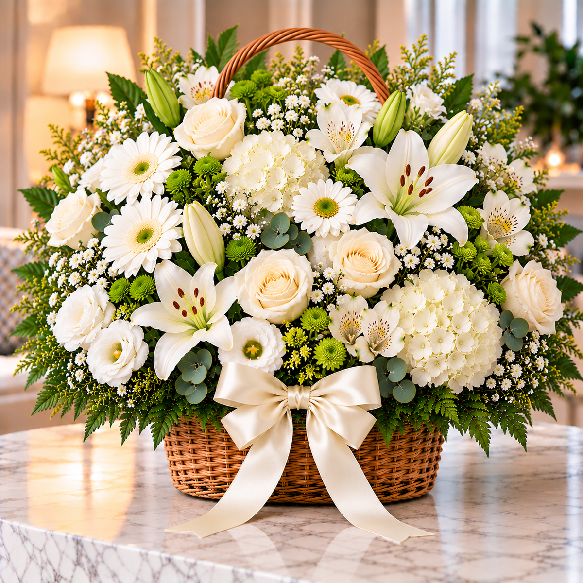 Ivory Basket floral arrangement by Flowers Planet