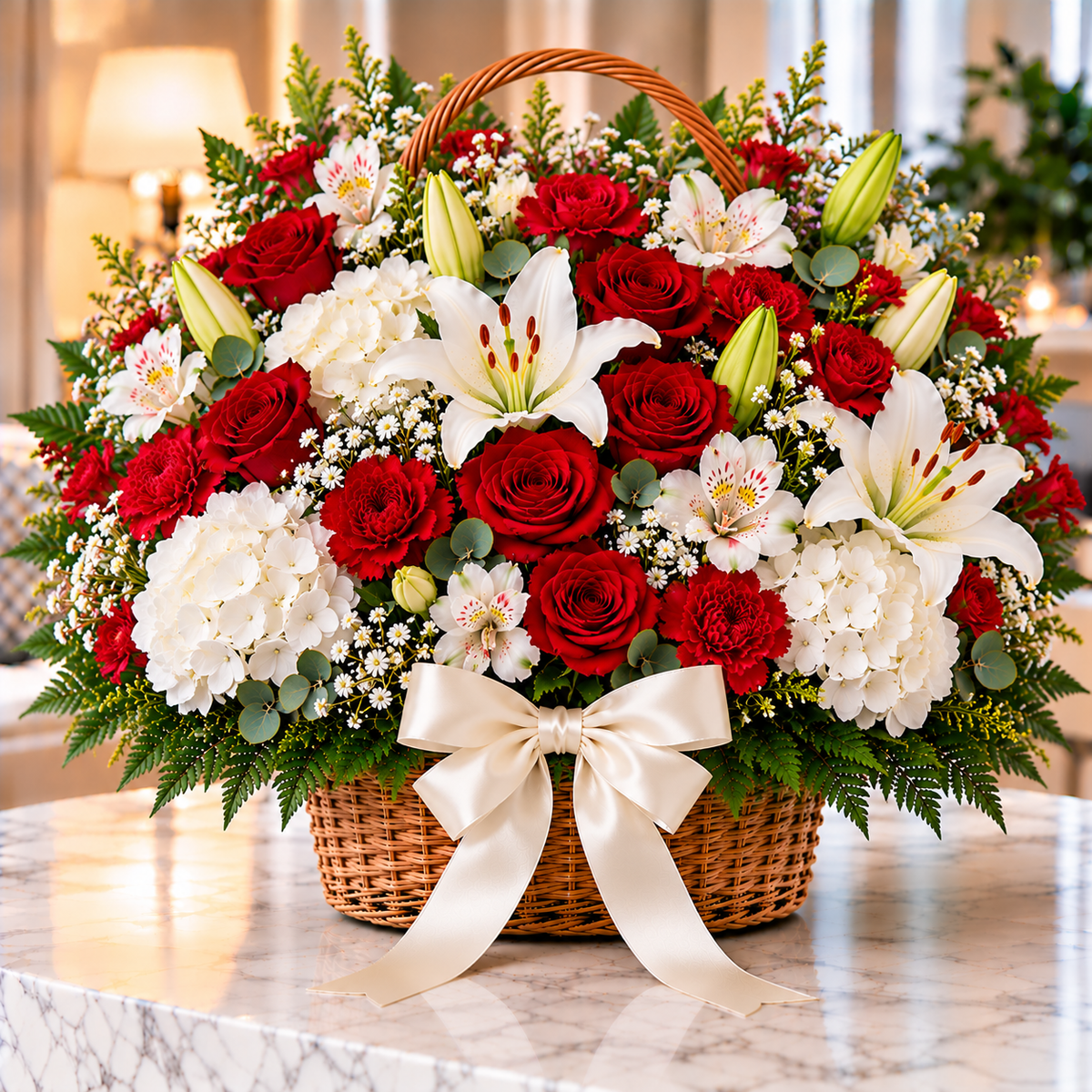 Crimson Basket floral arrangement by Flowers Planet