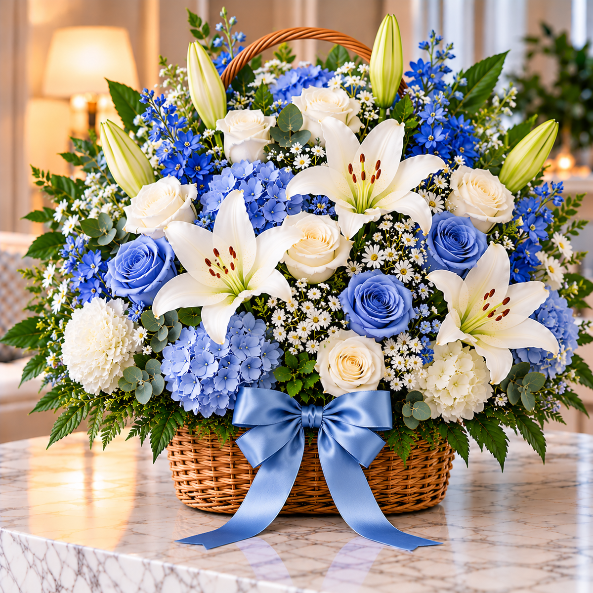 Blue Garden floral basket by Flowers Planet