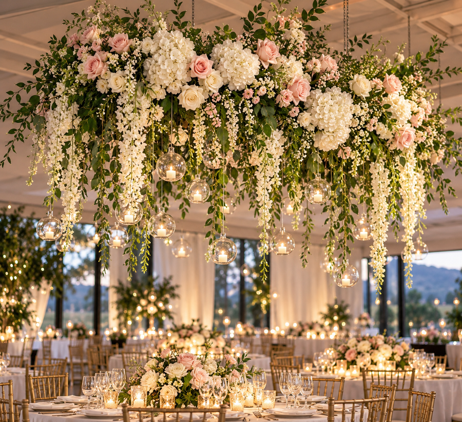 Hanging floral installation