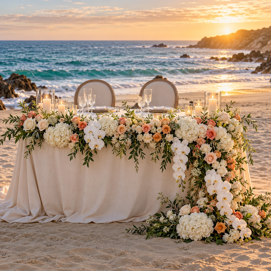 Flores de mesa de novios Atardecer