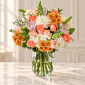 Garden Awakening — Flowers Planet floral arrangement, styled on ivory marble